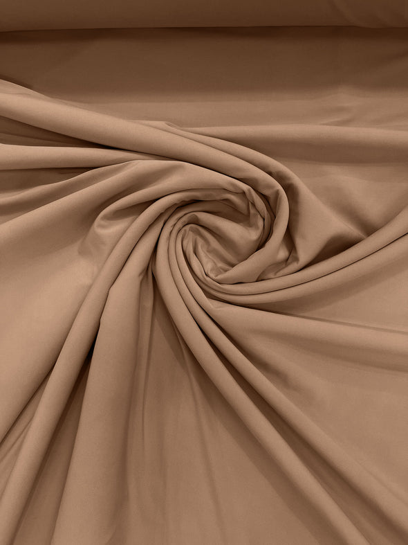 Taupe ITY Fabric Polyester Knit Jersey 2 Way Stretch Spandex Sold By The Yard