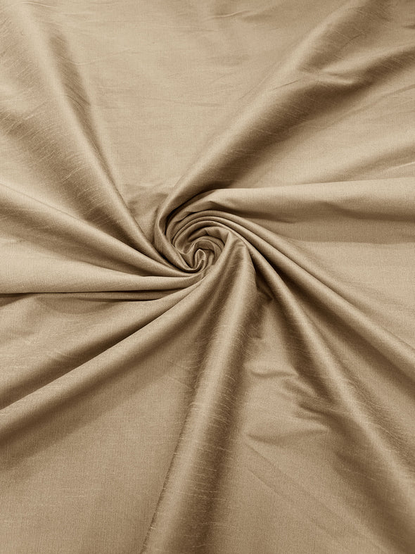 Taupe Polyester Dupioni Faux Silk Fabric/ 55” Wide/Wedding Fabric/Home Décor.