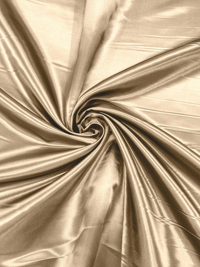 Taupe Heavy Shiny Bridal Satin Fabric for Wedding Dress, 60" inches wide sold by The Yard. Modern Color