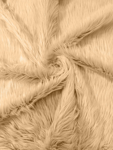 Taupe Long Pile Soft Faux Fur Fabric for Fur suit, Cosplay Costume, Photo Prop, Trim, Throw Pillow, Crafts.