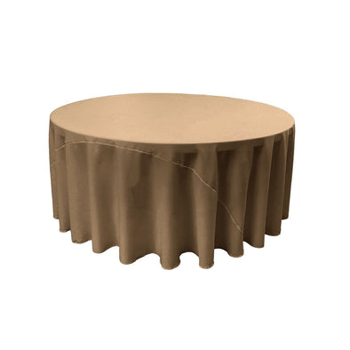 Taupe Solid Round Polyester Poplin Tablecloth With Seamless