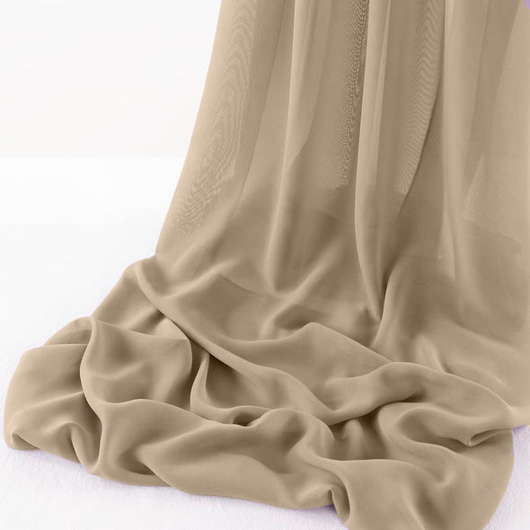 Taupe Pack of 10 10ft Wool Dobby Chiffon Table Runner 29x120 Inches Runner for Wedding, Decorations for Birthday Parties, Banquets, Engagements, Sheer