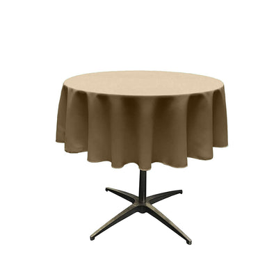 Taupe Solid Round Polyester Poplin Tablecloth Seamless