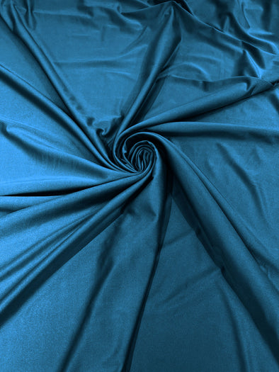 Teal Blue Shiny Milliskin Nylon Spandex Fabric 4 Way Stretch 58" Wide Sold by The Yard