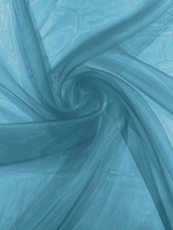 Teal Blue 58/60"Wide 100% Polyester Soft Light Weight, Sheer Crystal Organza Fabric Sold By The Yard