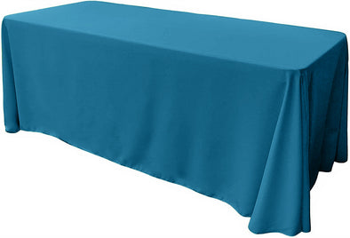 Teal Blue Rectangular Polyester Poplin Tablecloth Floor Length / Party supply