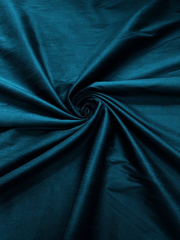 Teal Blue Polyester Dupioni Faux Silk Fabric/ 55” Wide/Wedding Fabric/Home Décor.