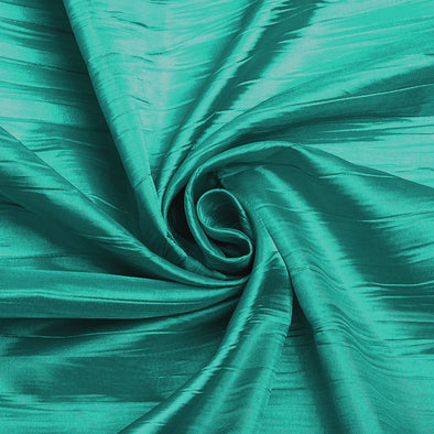 Teal Green Crushed Taffeta Fabric - 54" Width - Creased Clothing Decorations Crafts - Sold By The Yard