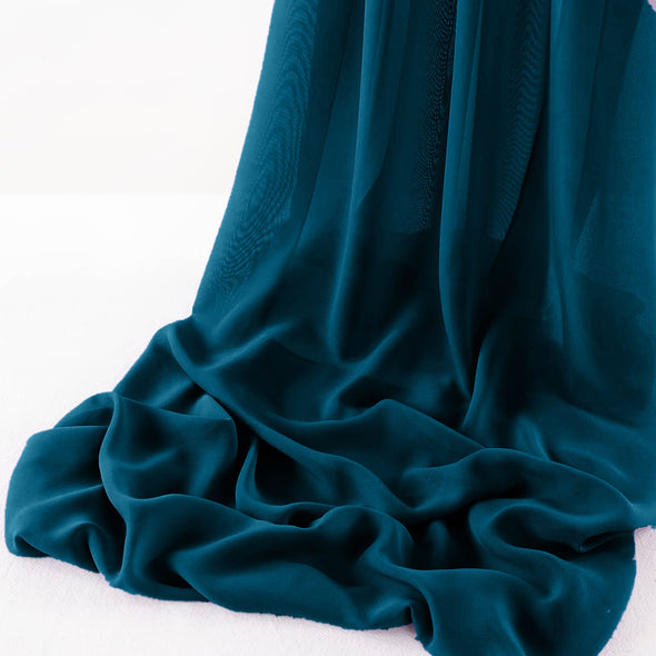 Teal Pack of 5 10ft Wool Dobby Chiffon Table Runner 29x120 Inches Runner for Wedding, Decorations for Birthday Parties, Banquets, Engagements, Sheer