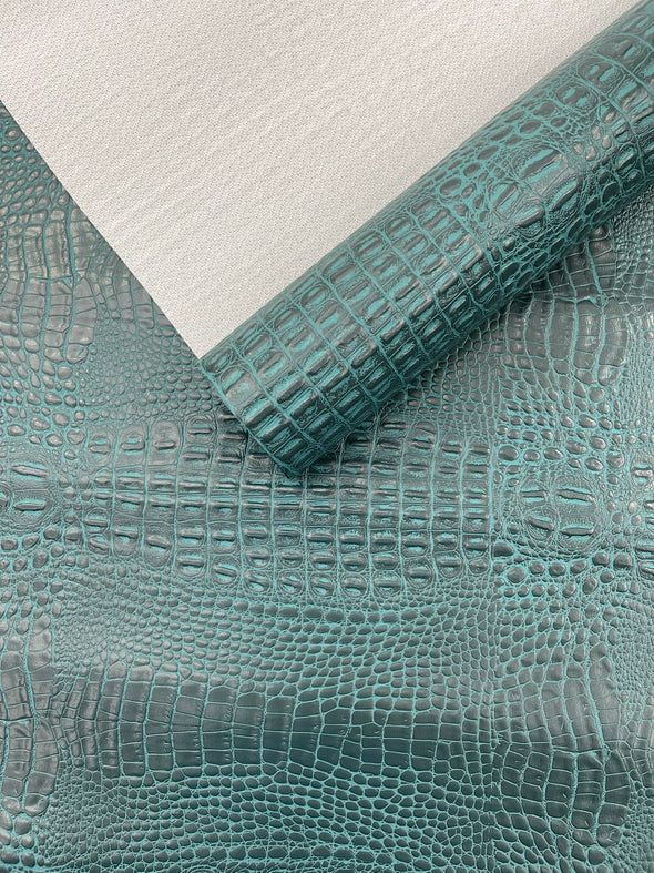Crocodile Marine Vinyl 2 Tone Upholstery, Crocodile Skin Texture Faux Leather PVC Vinyl, 54" Wide.