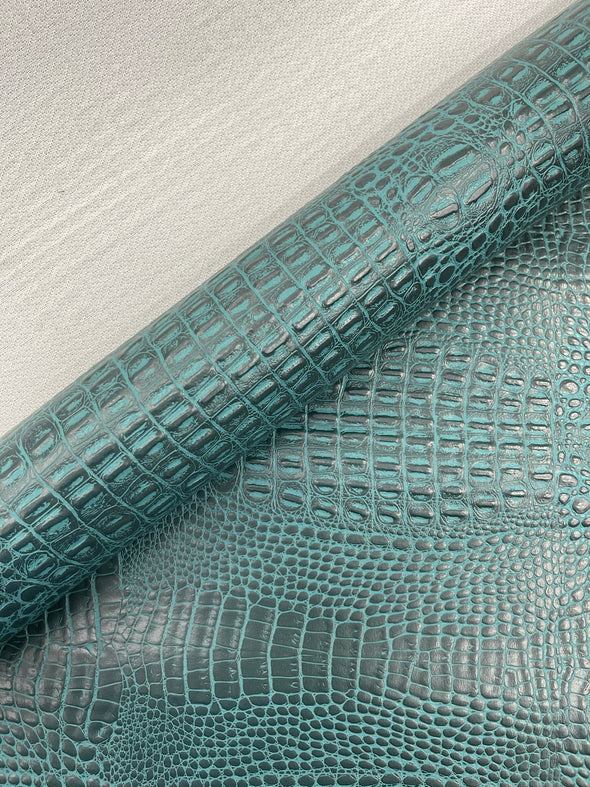 Crocodile Marine Vinyl 2 Tone Upholstery, Crocodile Skin Texture Faux Leather PVC Vinyl, 54" Wide.