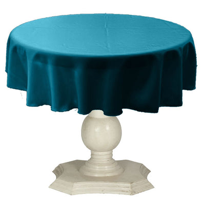 Teal Round Tablecloth Solid Dull Bridal Satin Overlay for Small Coffee Table Seamless