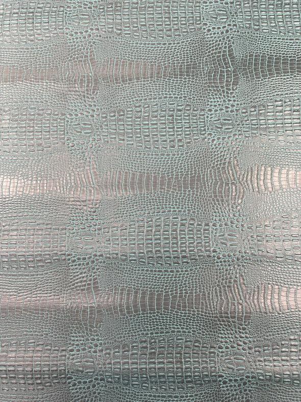 Crocodile Marine Vinyl 2 Tone Upholstery, Crocodile Skin Texture Faux Leather PVC Vinyl, 54" Wide.