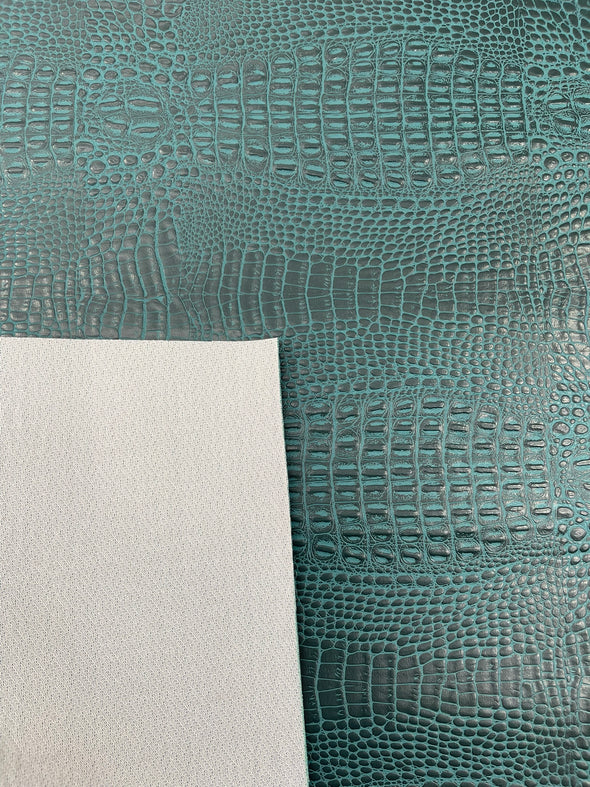Crocodile Marine Vinyl 2 Tone Upholstery, Crocodile Skin Texture Faux Leather PVC Vinyl, 54" Wide.