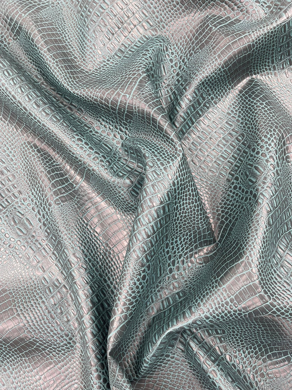 Crocodile Marine Vinyl 2 Tone Upholstery, Crocodile Skin Texture Faux Leather PVC Vinyl, 54" Wide.