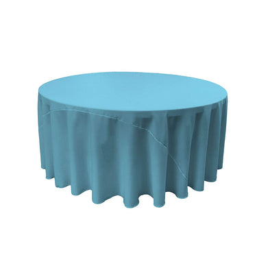 Tiff Blue Solid Round Polyester Poplin Tablecloth With Seamless