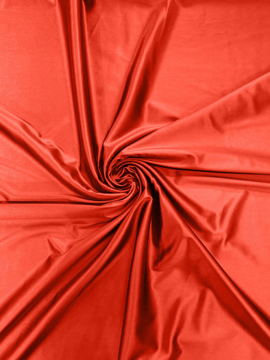 Tomato Red Heavy Shiny Satin Stretch Spandex Fabric/58 Inches Wide/Prom/Wedding/Cosplays