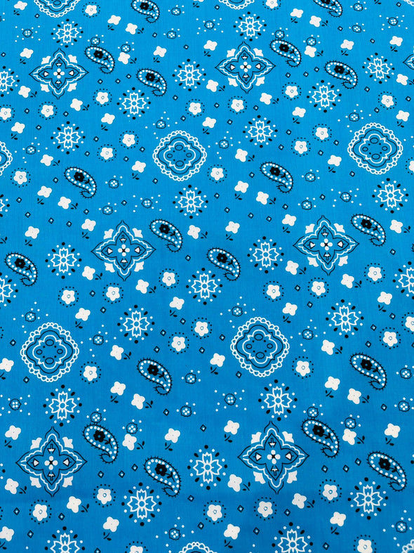 58/59" Wide 65% Polyester 35 Percent Poly Cotton Bandanna Print Fabric, Good for Face Mask Covers, Sold By The Yard