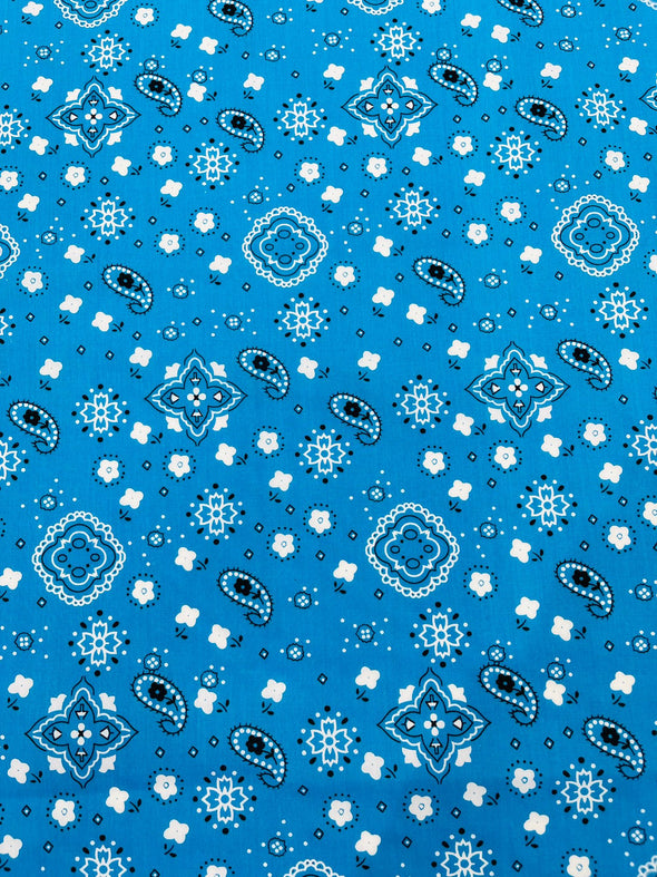 60" Wide Poly Cotton Print Bandanna Fabric by The Yard.