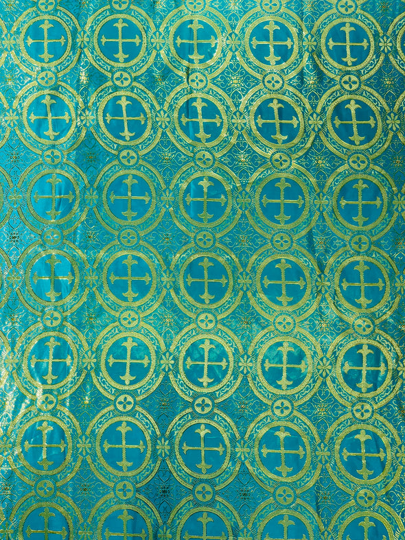 Cross Brocade Jacquard Satin/Religious Brocade/58" Wide/Liturgical Fabric/Church/Vestment-By The Yard