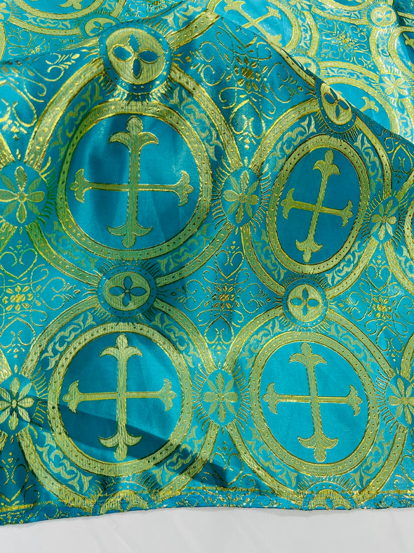 Cross Brocade Jacquard Satin/Religious Brocade/58" Wide/Liturgical Fabric/Church/Vestment-By The Yard