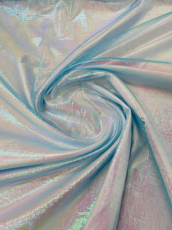 Turquoise Crush Iridescent Shimmer Organza Fabric 45” Wide, Sells by The Yard.