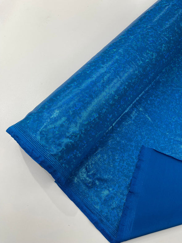 Turquoise Shattered Glass Foil Hologram/58” Wide/4 Way Stretch Spandex Nylon Tricot. Sold by the yard.