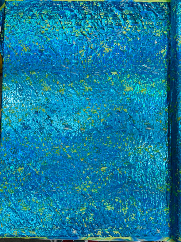 Splatter Foil Paint Metallic Print on a 4-way Stretch Tie Dye Nylon Spandex Tricot/Milliskin -Sold by the yard.