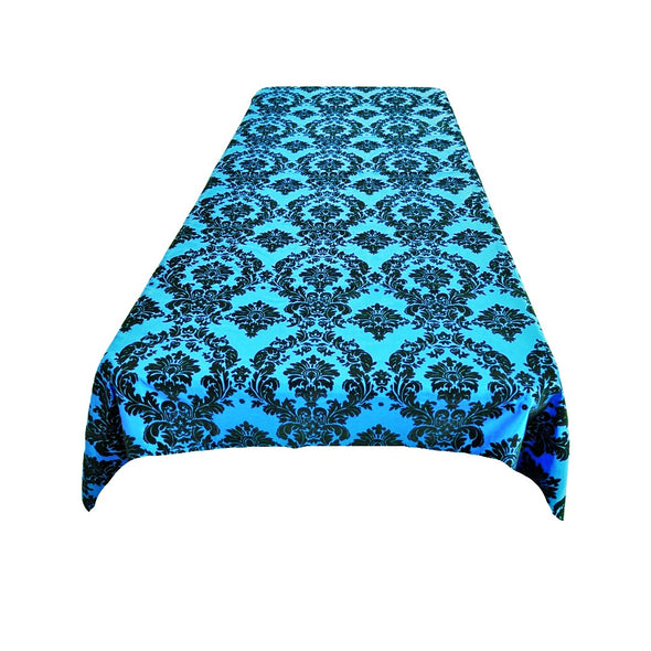 Turquoise Rectangular Tablecloth - Decorative Damask Polyester Taffeta Tablecloth.