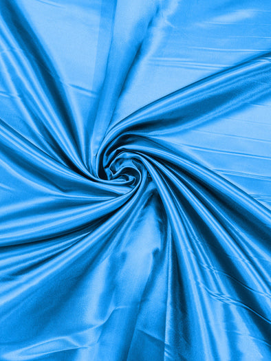 Turquoise Heavy Shiny Bridal Satin Fabric for Wedding Dress, 60" inches wide sold by The Yard. Modern Color