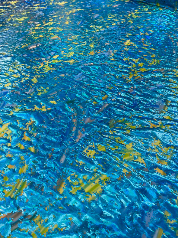 Splatter Foil Paint Metallic Print on a 4-way Stretch Tie Dye Nylon Spandex Tricot/Milliskin -Sold by the yard.