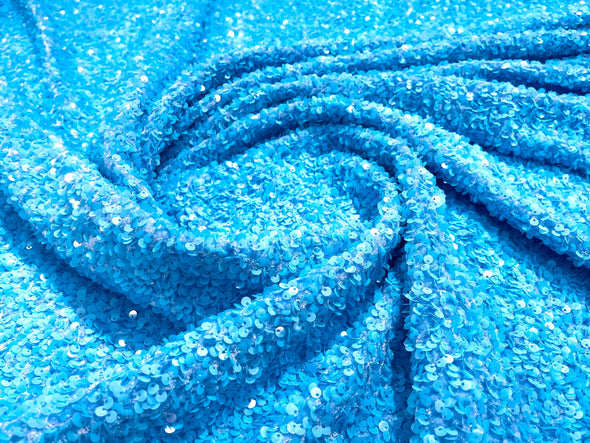 54" Stretch Velvet with Luxury Sequins All Over 5mm Shining Sequins 2-Way Stretch. Sold by the yard.