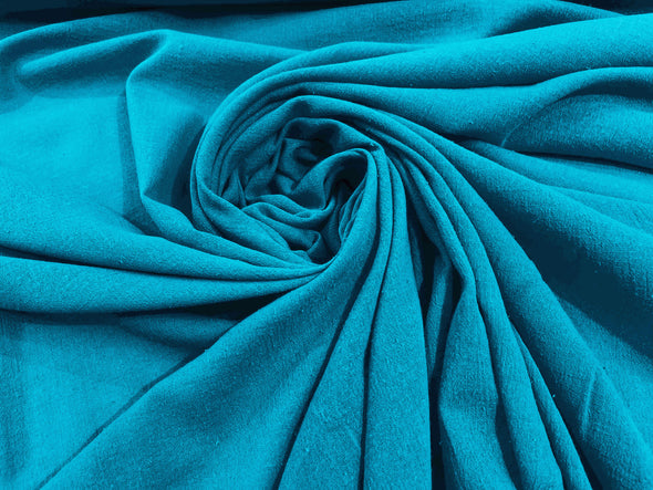 Turquoise Cotton Gauze Fabric Wide Crinkled Lightweight Sold by The Yard
