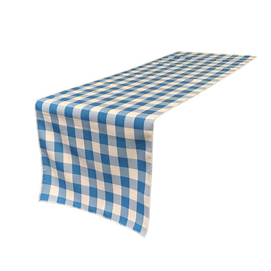 Turquoise 12" Wide by The Size of Your Choice, Polyester Poplin Gingham, Checkered, Plaid Table Runner.