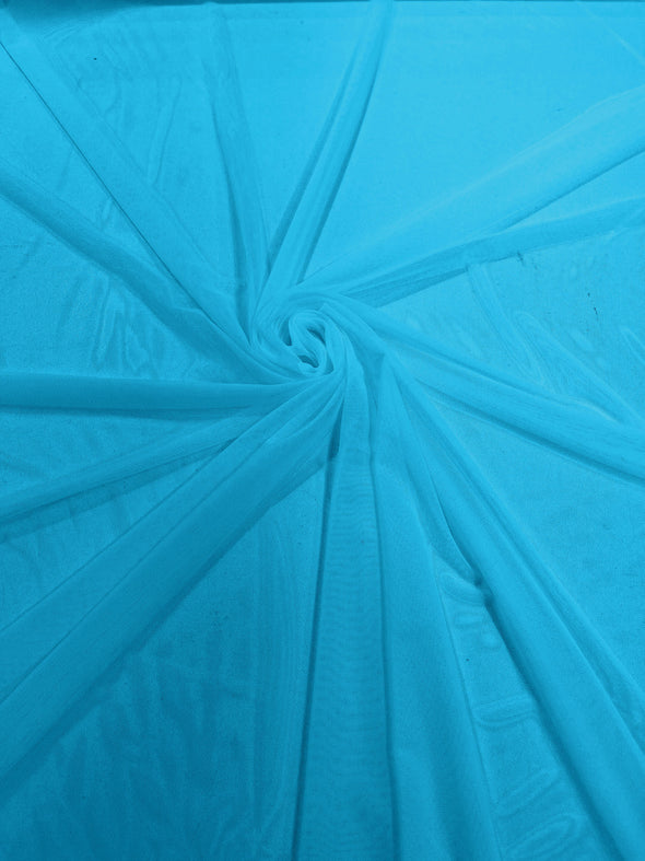 Turquoise 58/60" Wide Solid Stretch Power Mesh Fabric Spandex/ Sheer See-Though/Sold By The Yard.