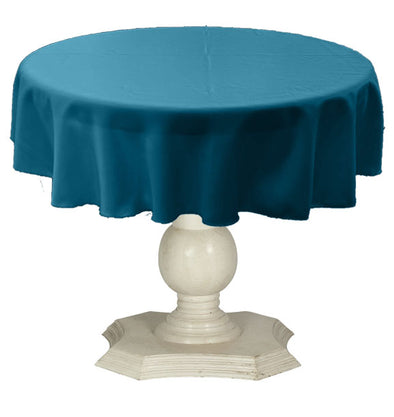 Turquoise Round Tablecloth Solid Dull Bridal Satin Overlay for Small Coffee Table Seamless