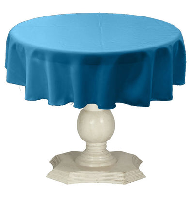 University Blue Round Tablecloth Solid Dull Bridal Satin Overlay for Small Coffee Table Seamless