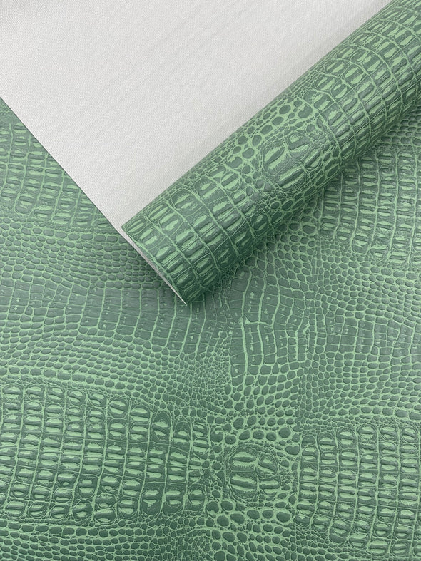 Crocodile Marine Vinyl 2 Tone Upholstery, Crocodile Skin Texture Faux Leather PVC Vinyl, 54" Wide.