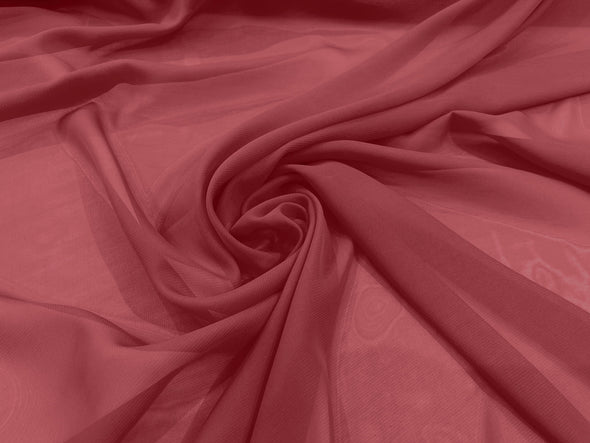 Water Melon Polyester 58/60" Wide Soft Light Weight, Sheer, See Through Chiffon Fabric Sold By The Yard.