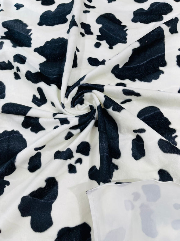 White Black-Big Cow animal Print Velboa Faux Fur Fabric/58"/60" Width/costumes/Upholstery/Children Blankets/Toys/Children Clothing.