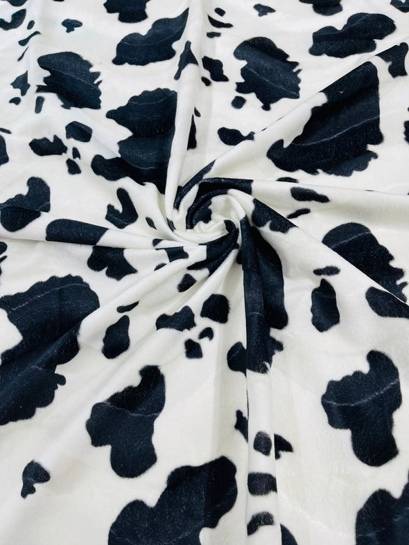 White Black-Big Cow animal Print Velboa Faux Fur Fabric/58"/60" Width/costumes/Upholstery/Children Blankets/Toys/Children Clothing.