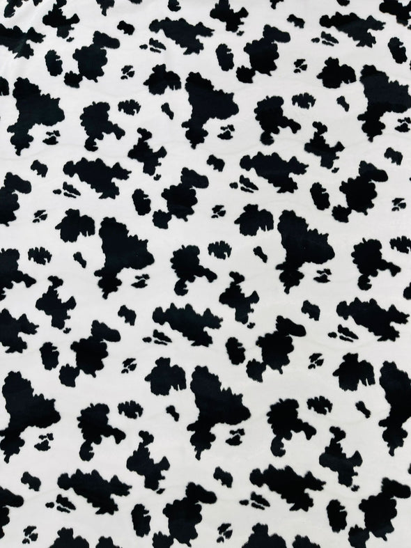 White-Black Cow animal Print Velboa Faux Fur Fabric/58"/60" Width/costumes/Upholstery/Children Blankets/Toys/Children Clothing.