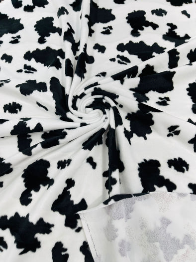 White-Black Cow animal Print Velboa Faux Fur Fabric/58"/60" Width/costumes/Upholstery/Children Blankets/Toys/Children Clothing.