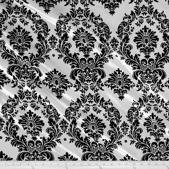 Flocked Damask Taffeta Fabric Wedding, Bridal Shower/Baby Shower, Dinner, Special Events/Home Decor - Sold by The Yard