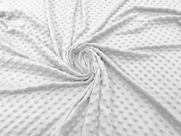 White 58" Wide 100% Polyester Minky Dimple Dot Comfy Cuddle Fabric Sold by The Yard.