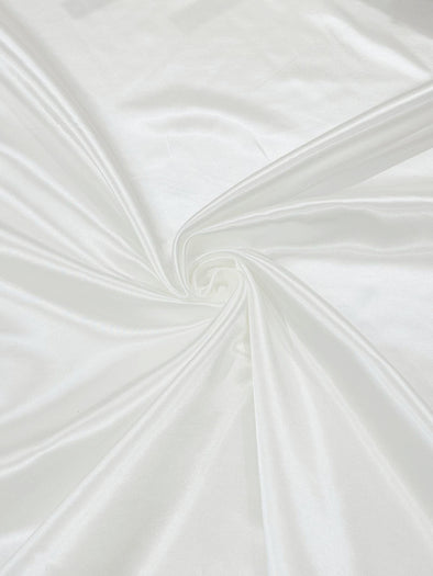 White Heavy Shiny Bridal Satin Fabric for Wedding Dress, 60" inches wide sold by The Yard. Modern Color