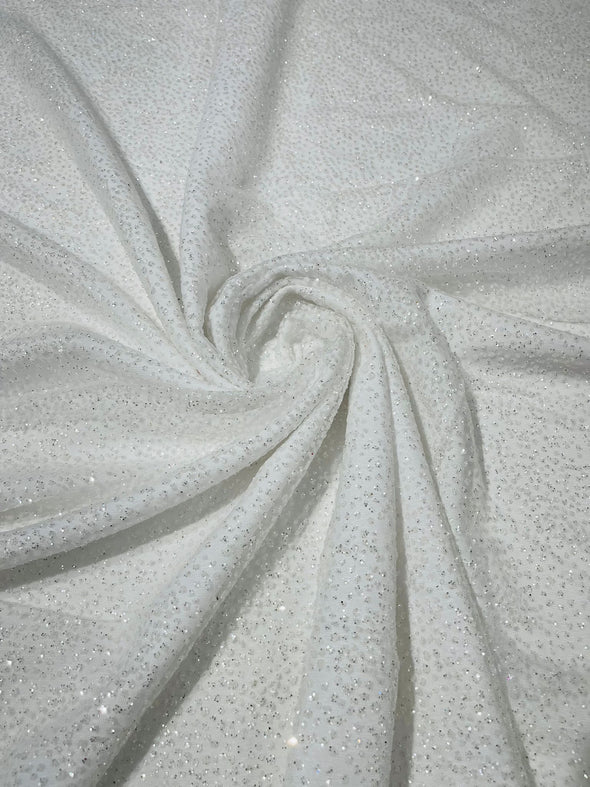 White Chunky tulle glitter fabric shimmer/ tulle glitter for dresses/ mesh glitter fabric/ costume fabric/ wholesale.