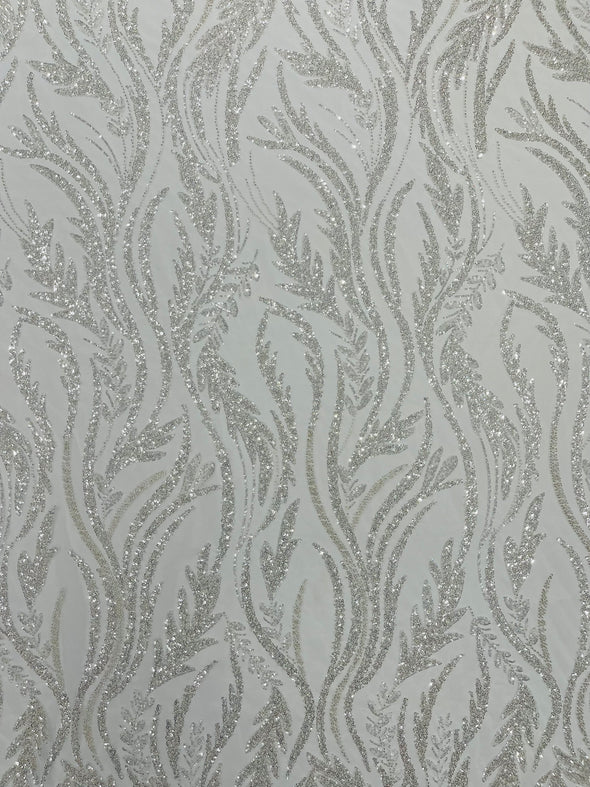 Luxury Festival Beaded Vine Lace Fabric, Sold by The Yard.