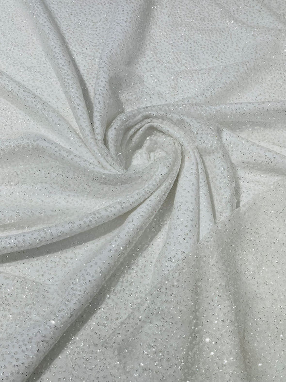 White Chunky tulle glitter fabric shimmer/ tulle glitter for dresses/ mesh glitter fabric/ costume fabric/ wholesale.