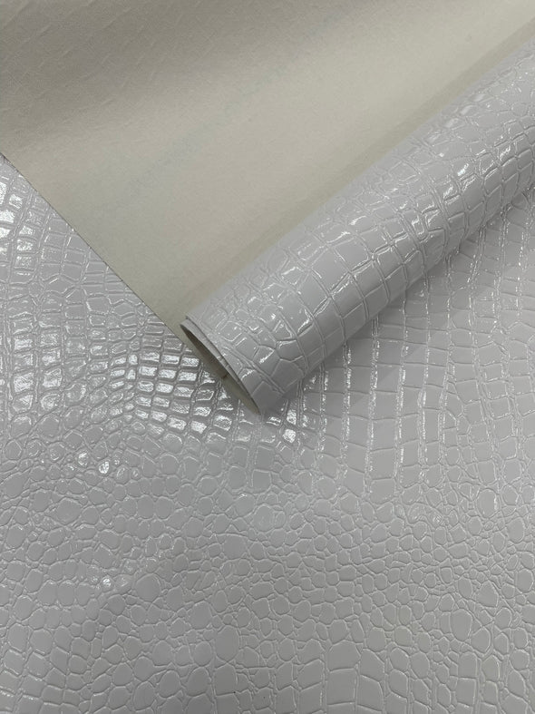 Shiny Alligator 3D Embossed Vinyl Fabric, 54" Wide Upholstery Crafting Accessories Applications.